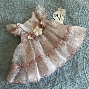 Miranda Pink Floral Organza Girls' Formal Dress with Floral Waistband